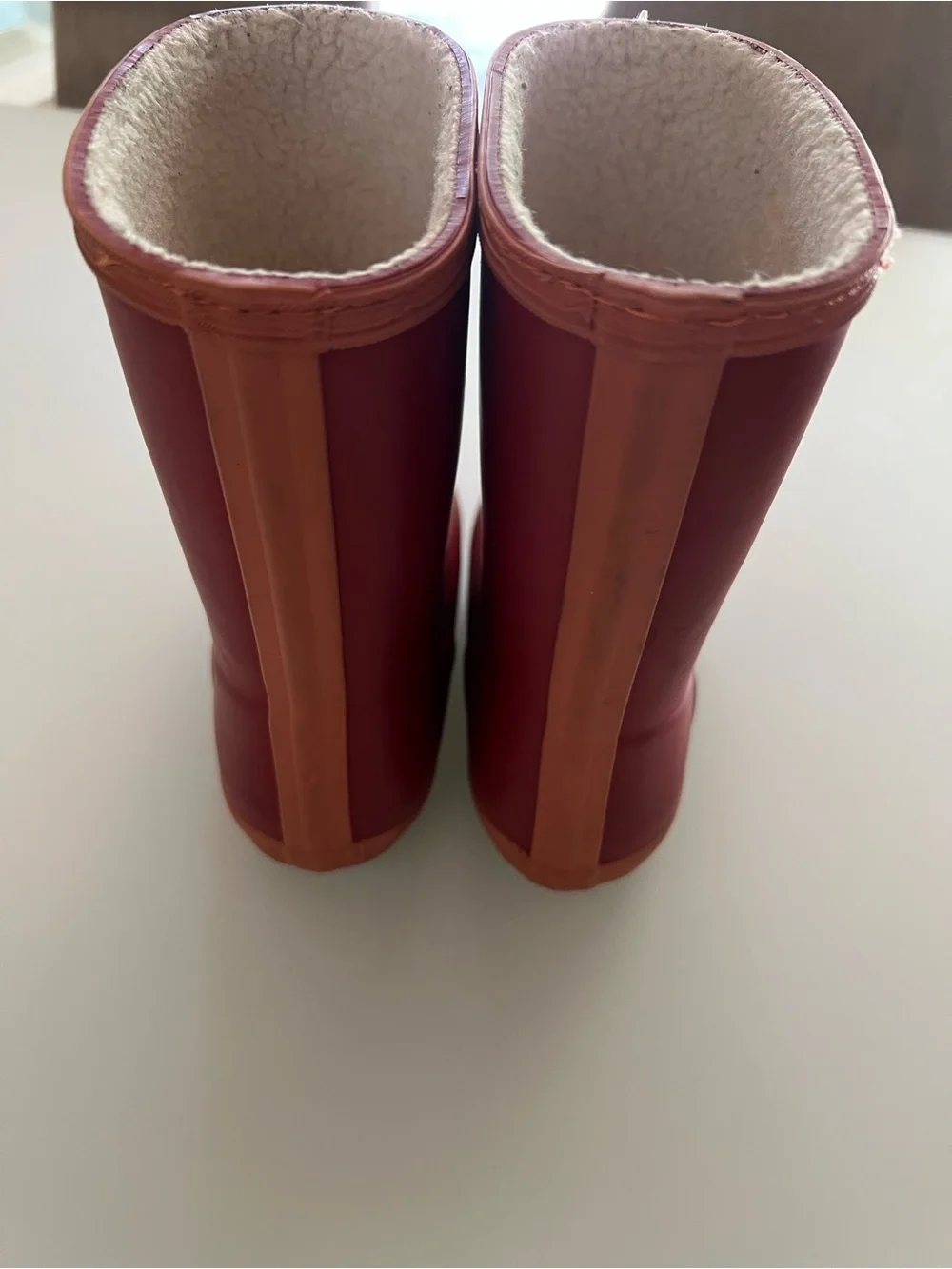 Hunter Burgundy Kids Rain Boots with Tan Trim
